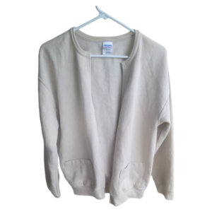 Gildan women's cream color heavy open front sweater  size M